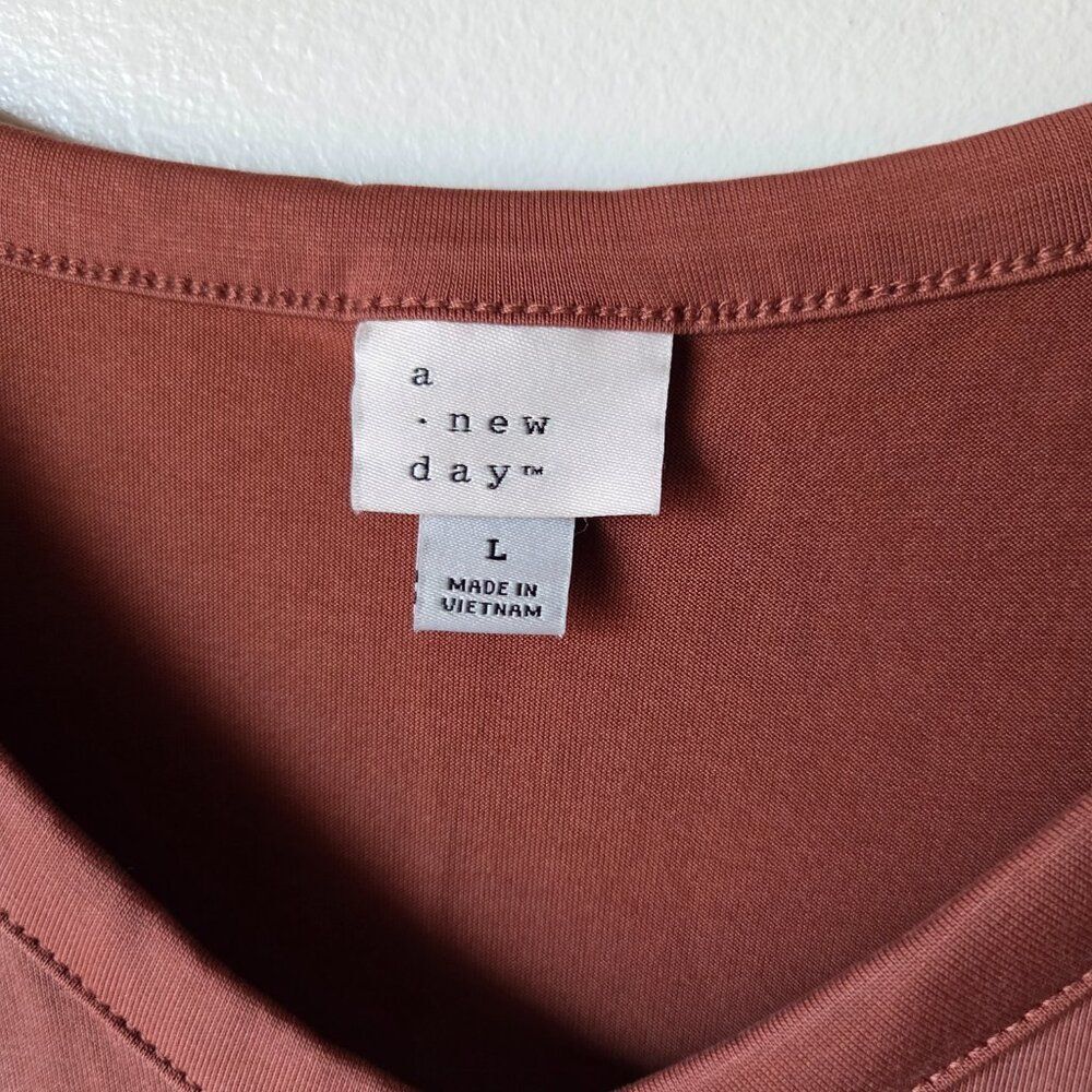 EUC A NEW DAY RUST V NECK TANK MIDI DRESS SIZE LARGE - Picture 9 of 12